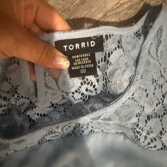 Torrid Light Blue Lace Blouse - Picture 2 of 2